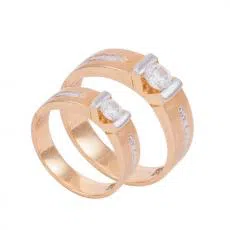 Wedding ring kuning variasi putih mata cubic zirconia