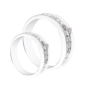 Cincin Pernikahan Berlian Emas Putih Modern Couple